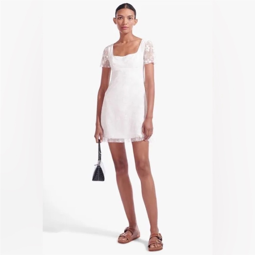 Staud Sandra White Lace Floral Dress
